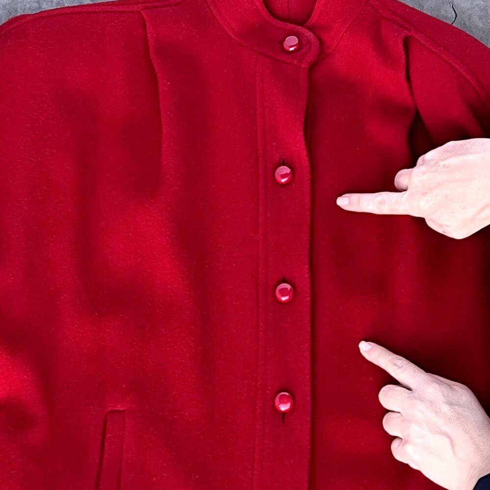 Vintage 1970's Wool Red Jacket, button up, Size 6 M - Picture 9 of 16